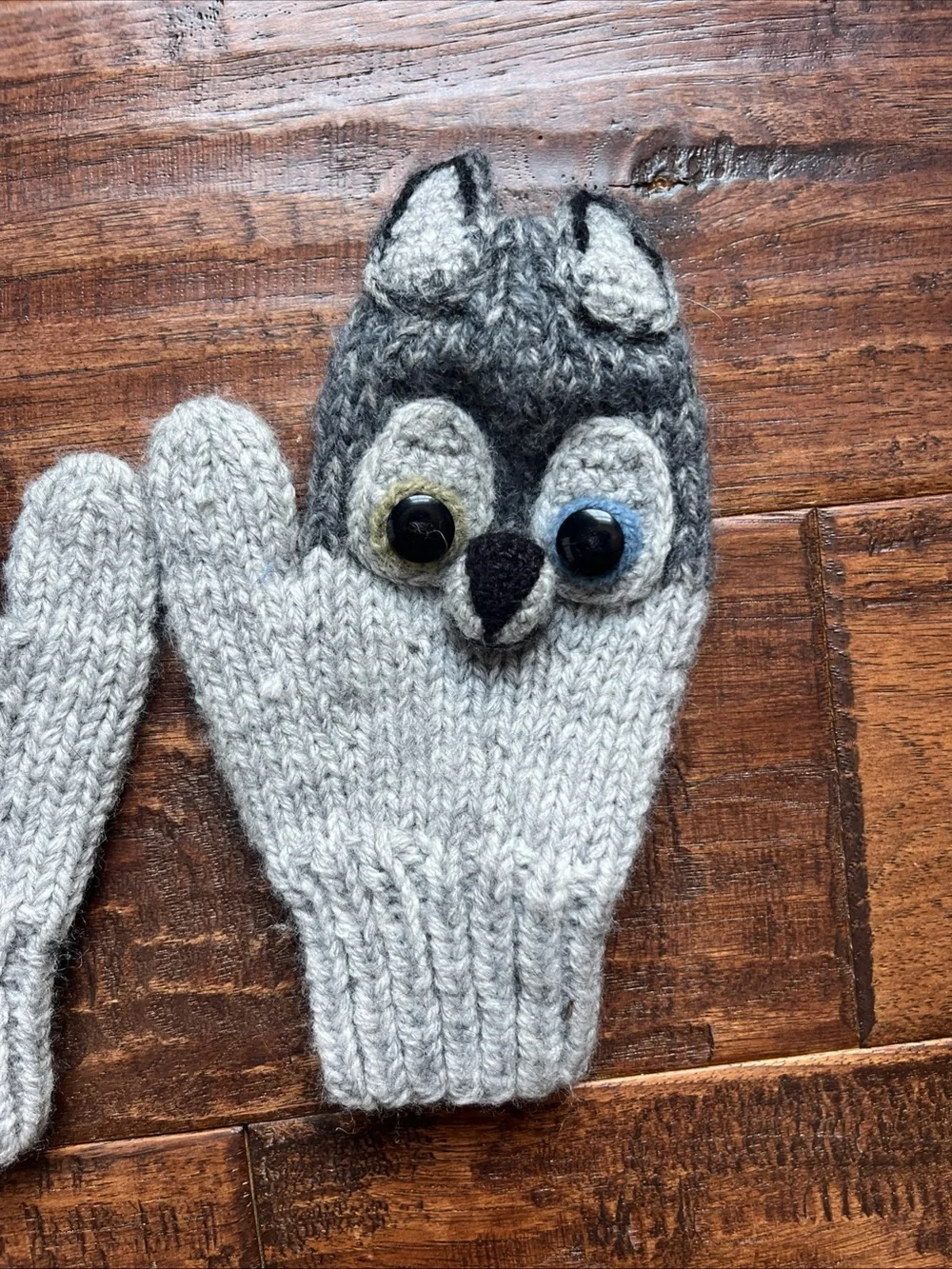 Andes Wool Kids Grey Wolf Knit Mittens size Small